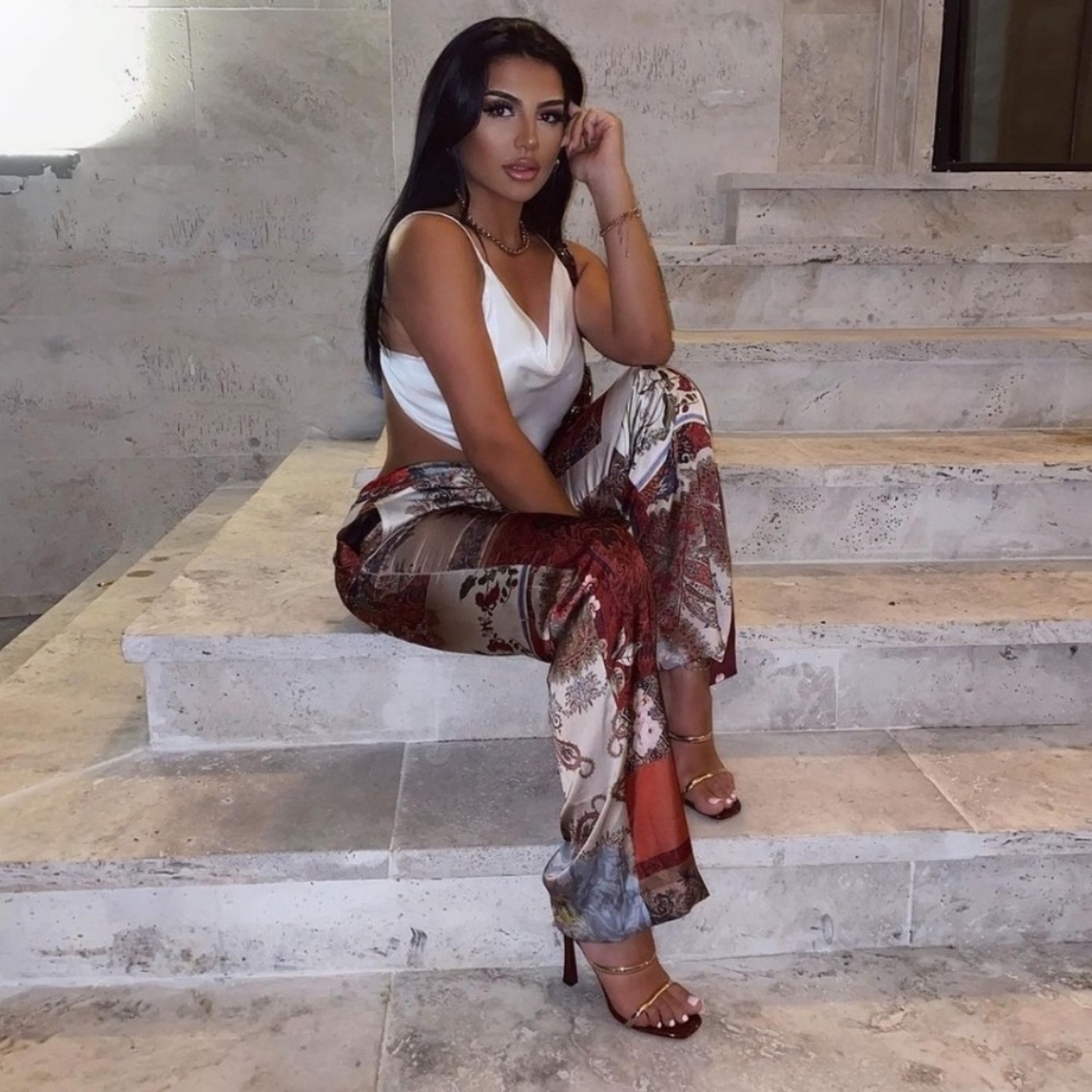 Zara Patchwork Print Pants Multicolor Medium NWT - image 4